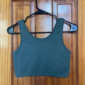 Aerie Green Ribbed Crop Tank Top
